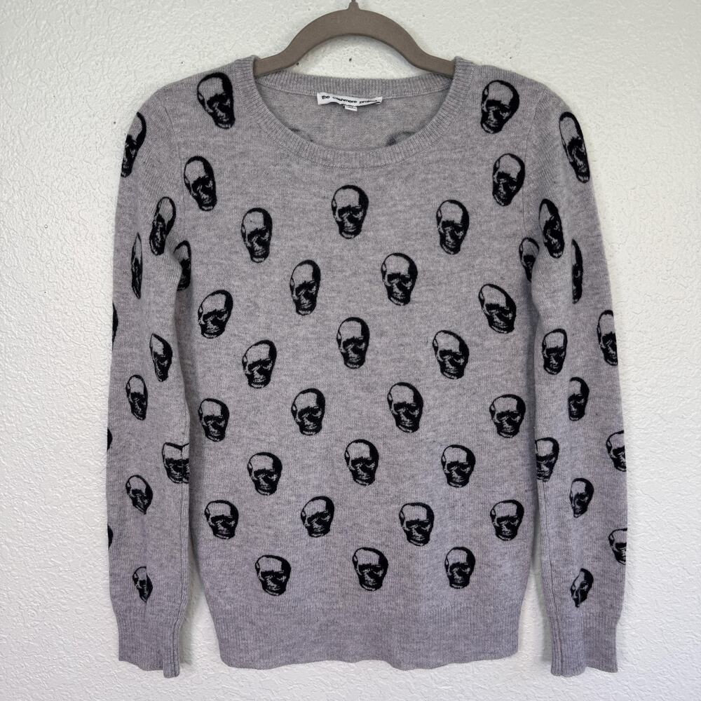 The Cashmere Project Sweater Womens XS Skull Print Gothic Halloween Crewneck